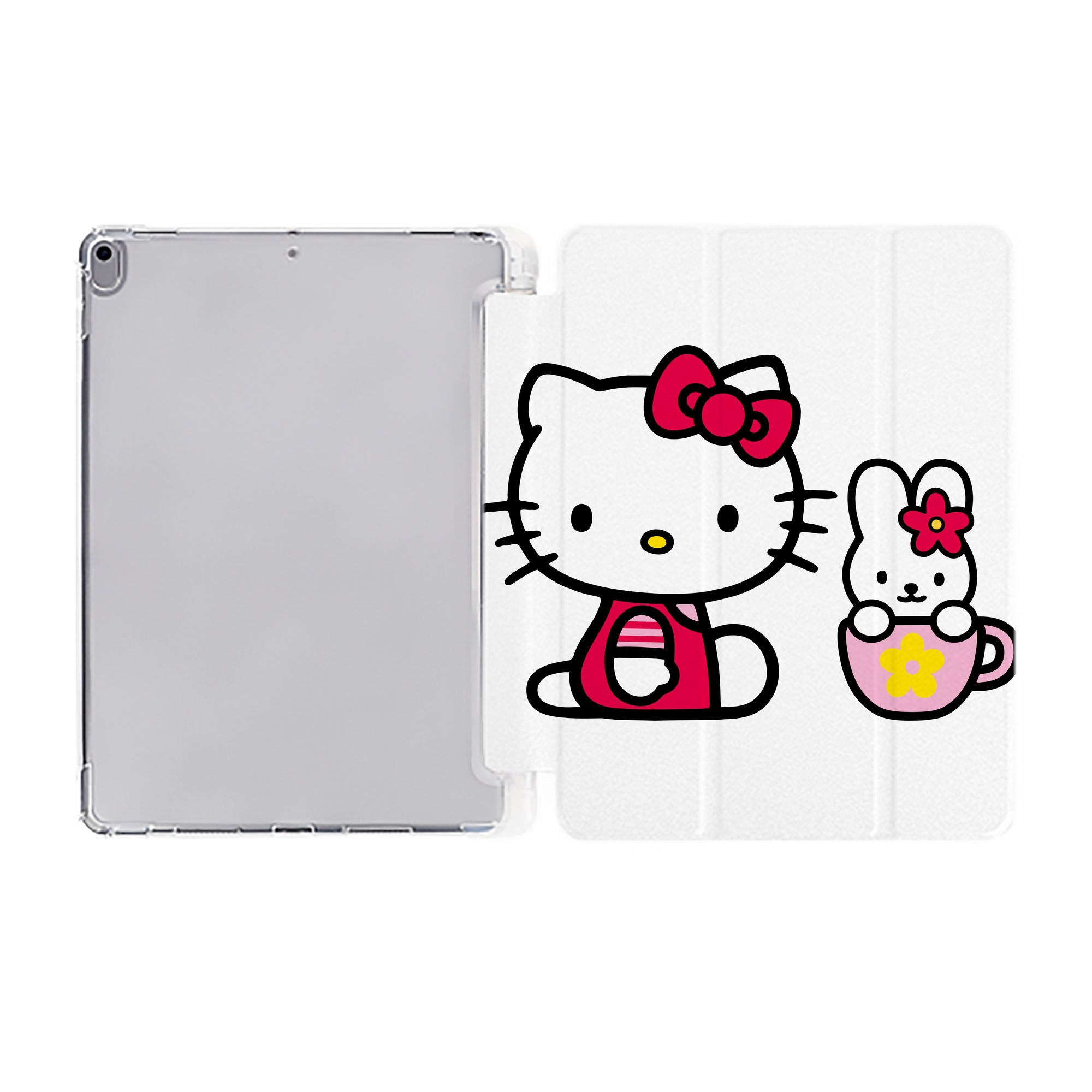（画像用） Hello Kitty ハローキティ IPad ケース ペン収納付き 三つ折りスタンド PUレザー×シリコン 対応機種9.5/10.5/10.9インチ